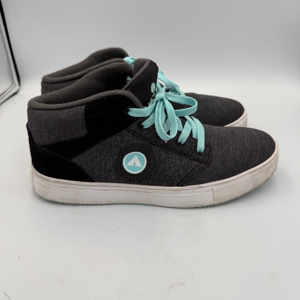 Airwalk Womens Retro 90s Mid Top Skater Sneakers Charcoal Black Turquoise 9.5